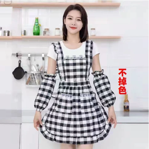 夏天围裙夏季薄透气可爱公主风棉布围腰2023新款家用厨房网红同款