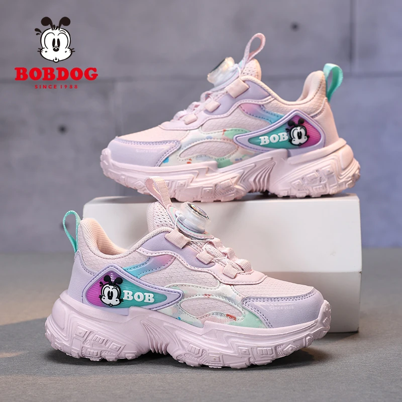 巴布豆童鞋女童运动鞋2024秋冬新款皮面防水儿童小学生百搭跑步鞋