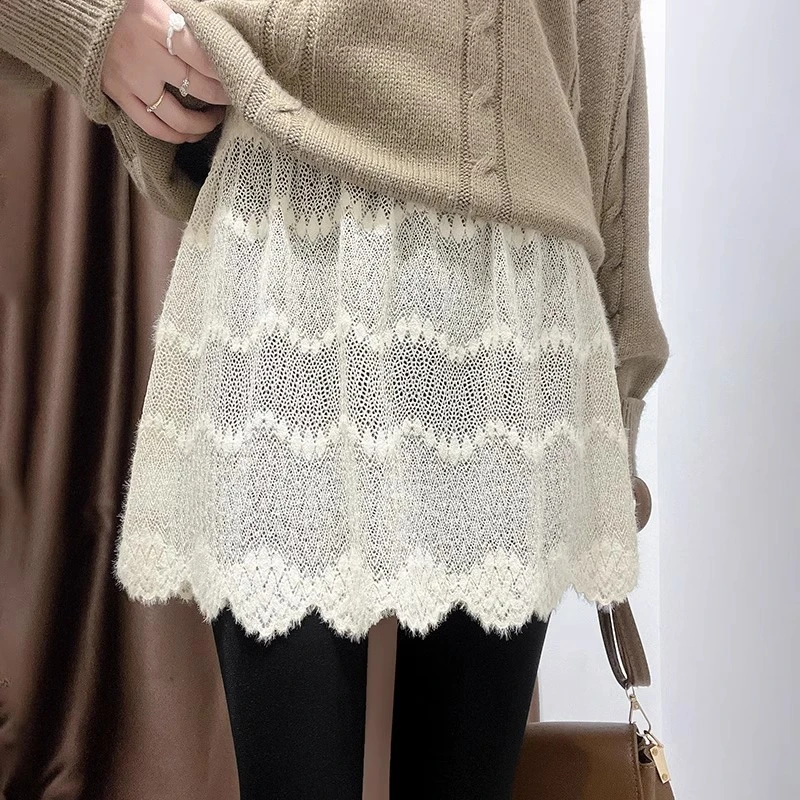 磨毛蕾丝小屁帘女鲨鱼裤卫衣叠穿打底神器内搭下摆秋冬遮胯半身裙