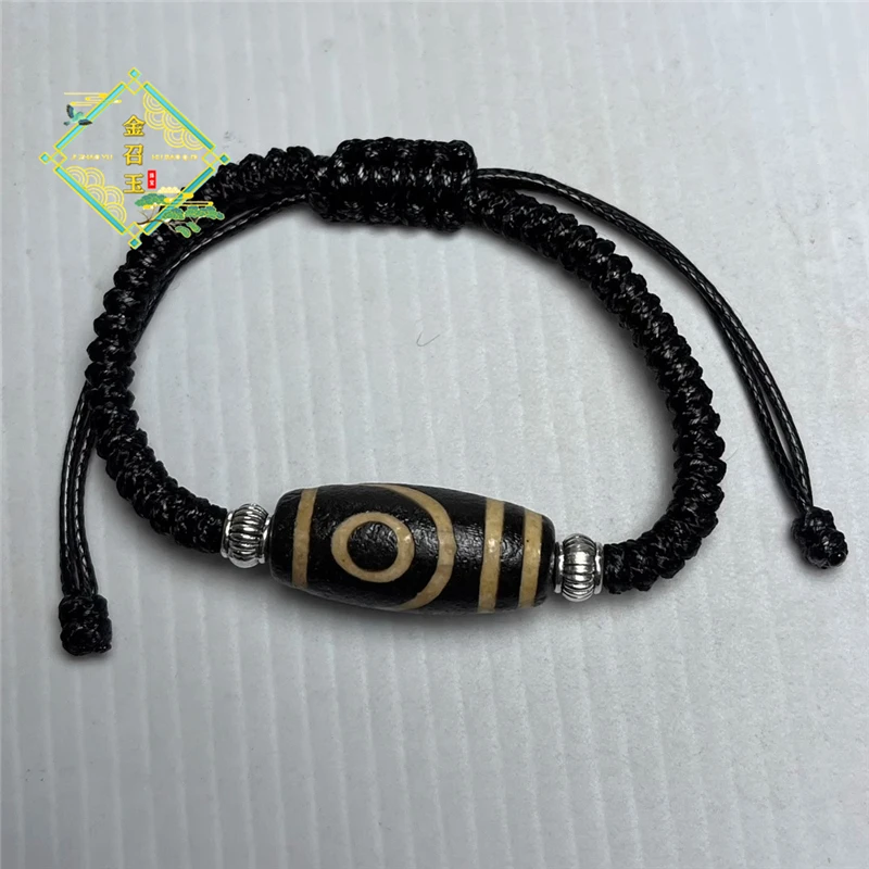 西藏玛瑙两眼男士手链个性潮酷时尚编织绳手饰百搭手链生日礼物