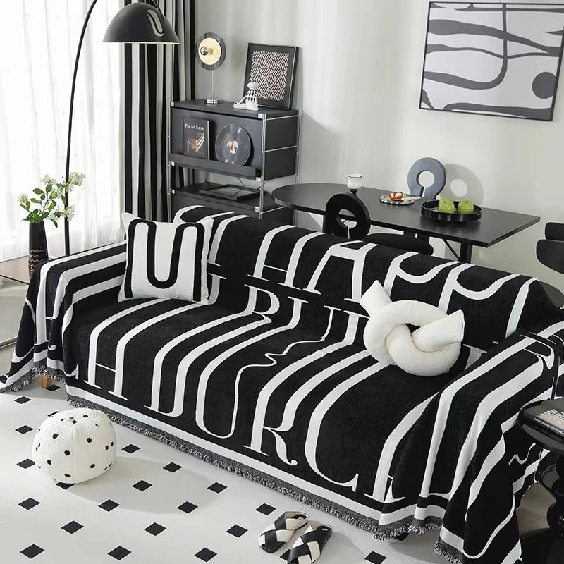 【趣味字母】黑色沙发盖布双面通用四季通用防滑坐垫套罩沙发盖布