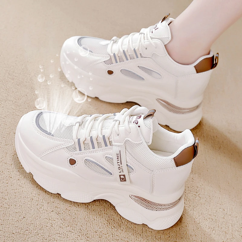 韩版小个子厚底增高老爹鞋2024春夏新款超火不累脚内增高软底女鞋