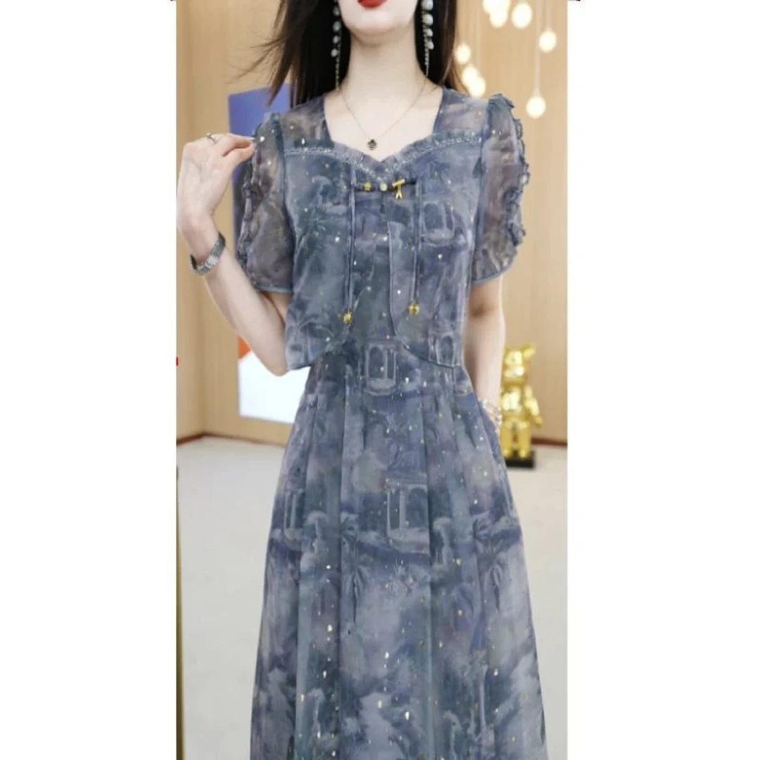 【连衣裙】时尚气质桃心领遮肚子显瘦连衣裙M-5XL