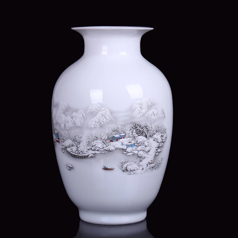 景德镇陶瓷器花瓶 插花器家居工艺品摆件 餐厅客厅装饰摆设礼品