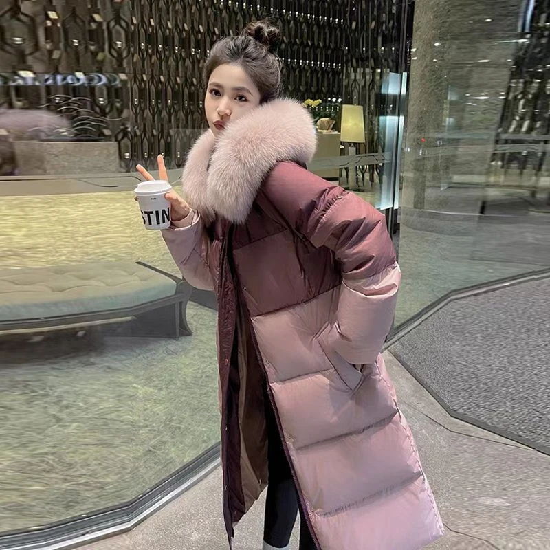 反季清仓90绒大毛领羽绒服女2023年新款今年爆款洋气中长款过膝WW
