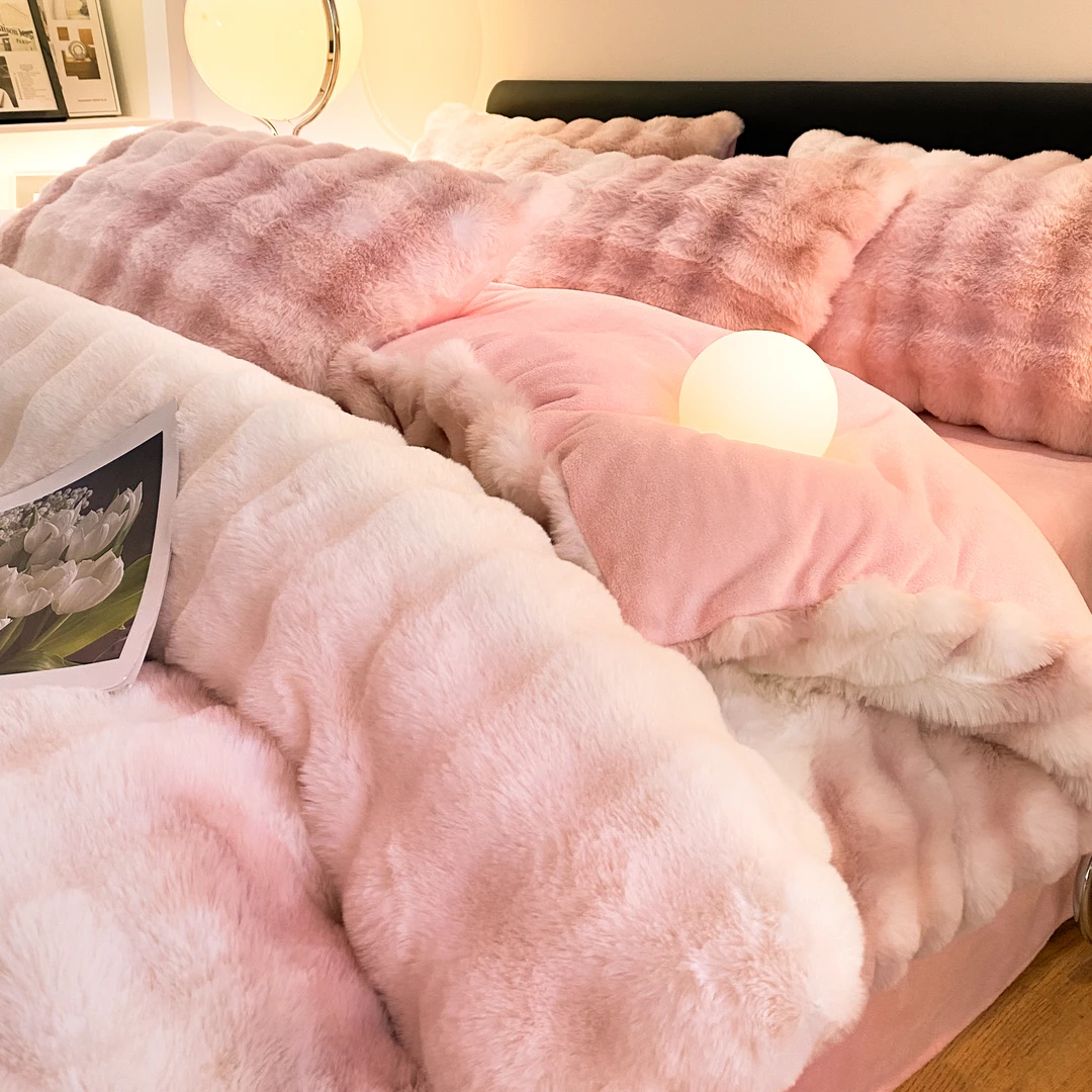 【绒兔兔】工艺款保暖牛奶绒四件套加绒床单被套床上用品