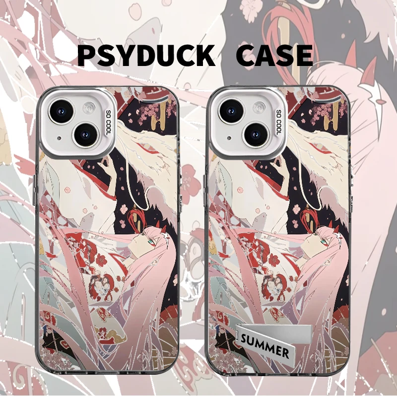 适用苹果华为一加iQOO小米达令女彩银白底卡通动漫防摔手机壳