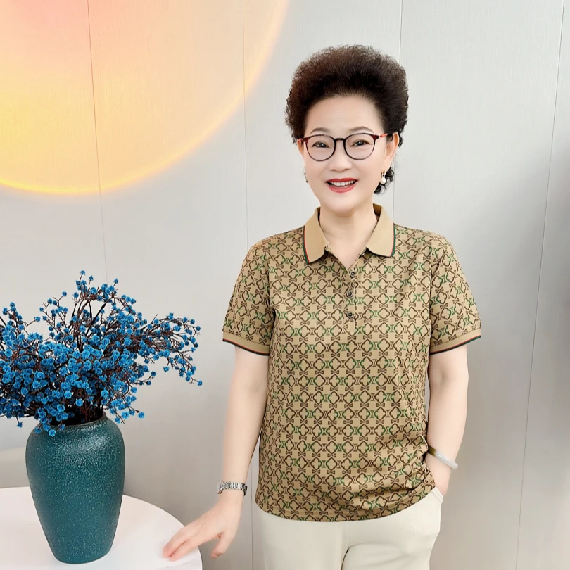 清唐姐优选2023夏时尚提花休闲T恤上衣qxq021