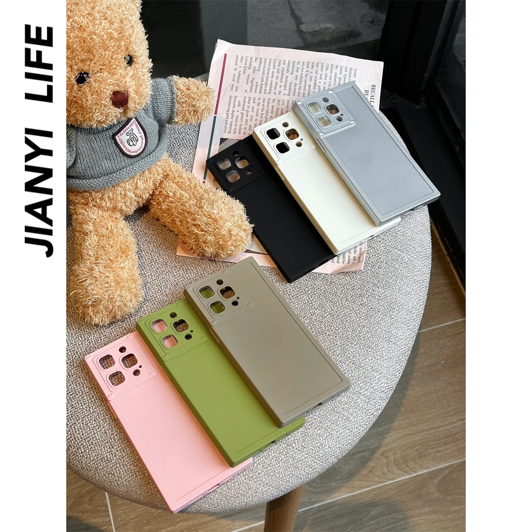 ins简约风小众莫兰迪色方形手机壳适用于iPhone14promax/13pro/12