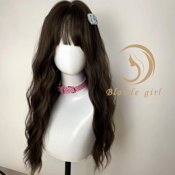 BlondeGirl冷棕色羊毛卷水波纹机织哑光高温丝假发氛围感甜美温柔