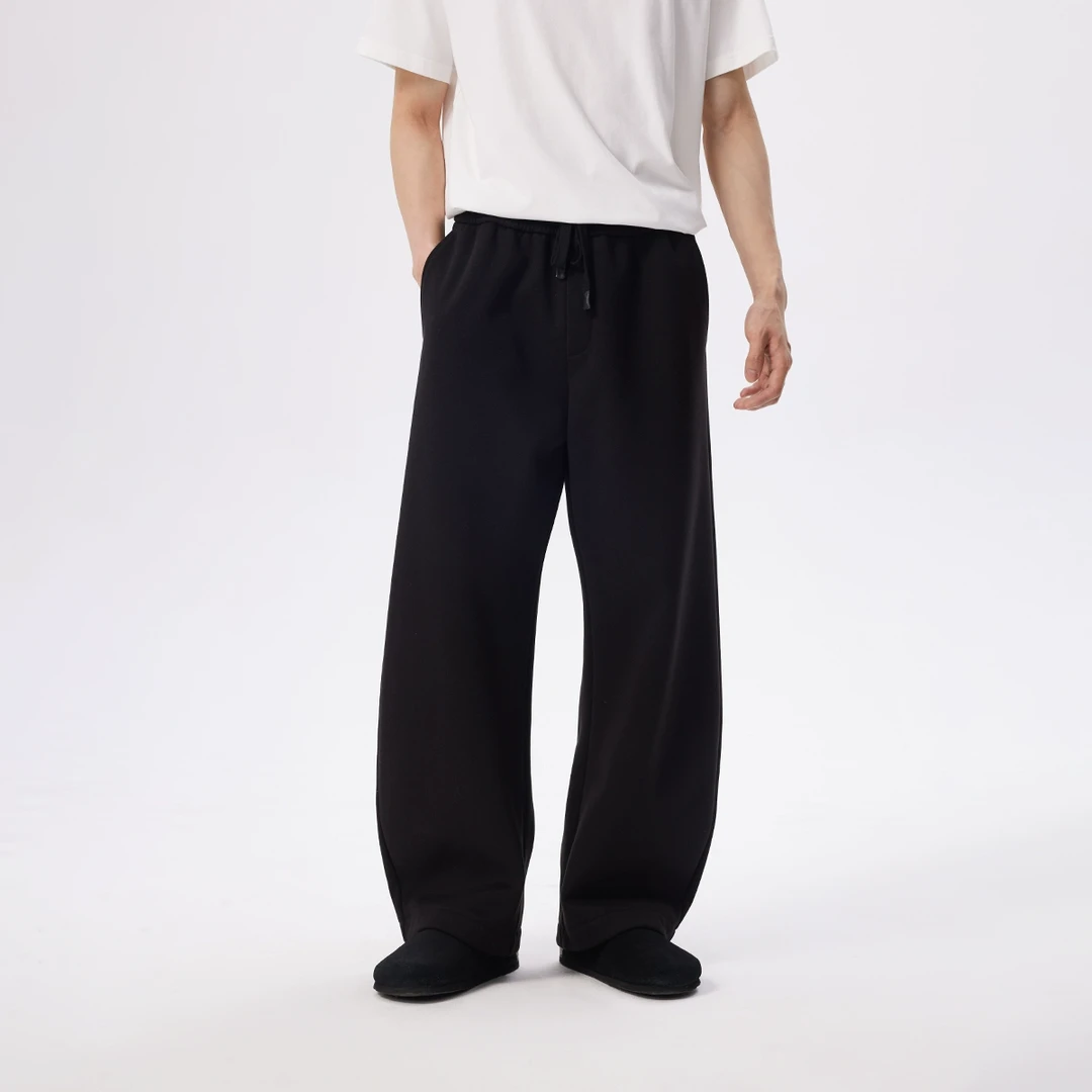 CHINISM赤尘 纯色加绒弯刀卫裤男冬季新款直筒休闲裤