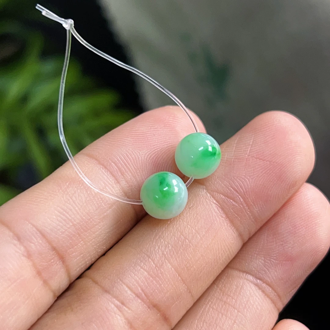 天然翡翠珠子 散珠 顶珠 圆珠 配珠 多宝 手串 珠链 吊坠 卡7.2