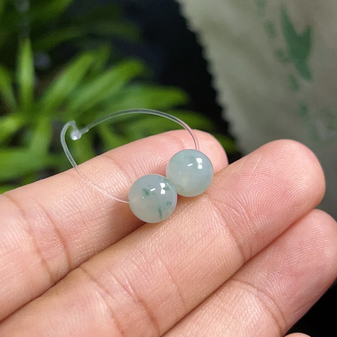 天然翡翠珠子 散珠 顶珠 圆珠 配珠 多宝 手串 珠链 吊坠 卡7.5