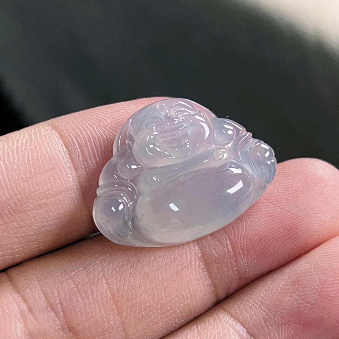 天然缅甸翡翠A货冰种起胶佛公吊坠卡17-23.6/5.5女士天然粉挂坠