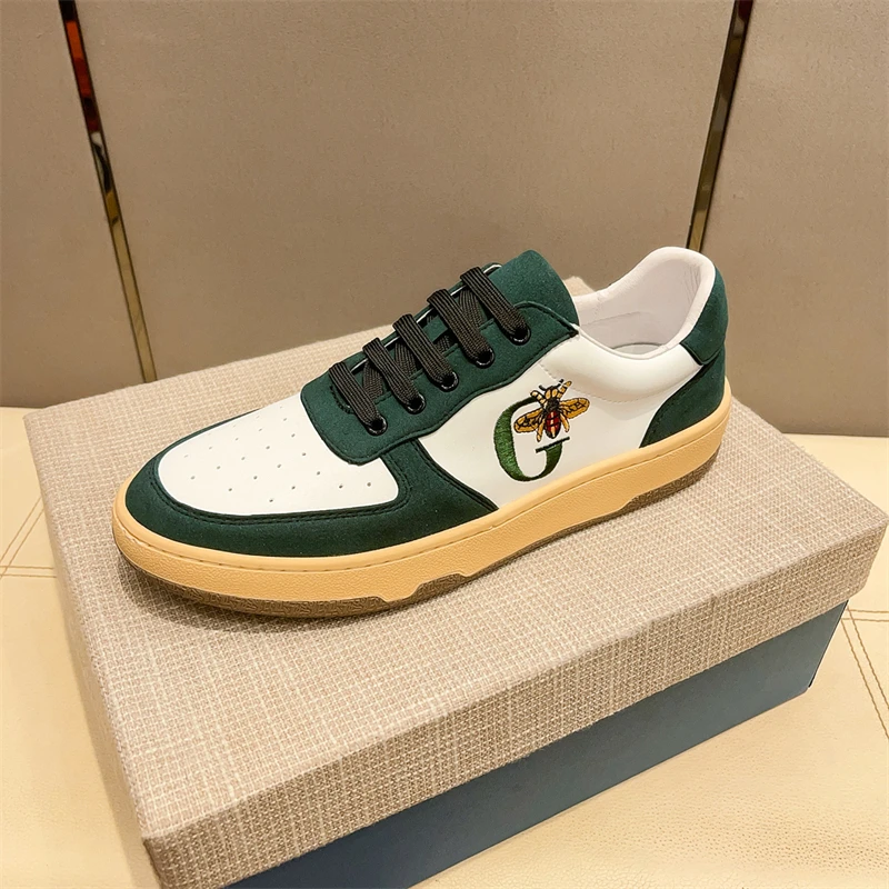 欧洲站2023新款夏季小白鞋真皮休闲鞋男奢侈品潮流百搭透气男鞋潮