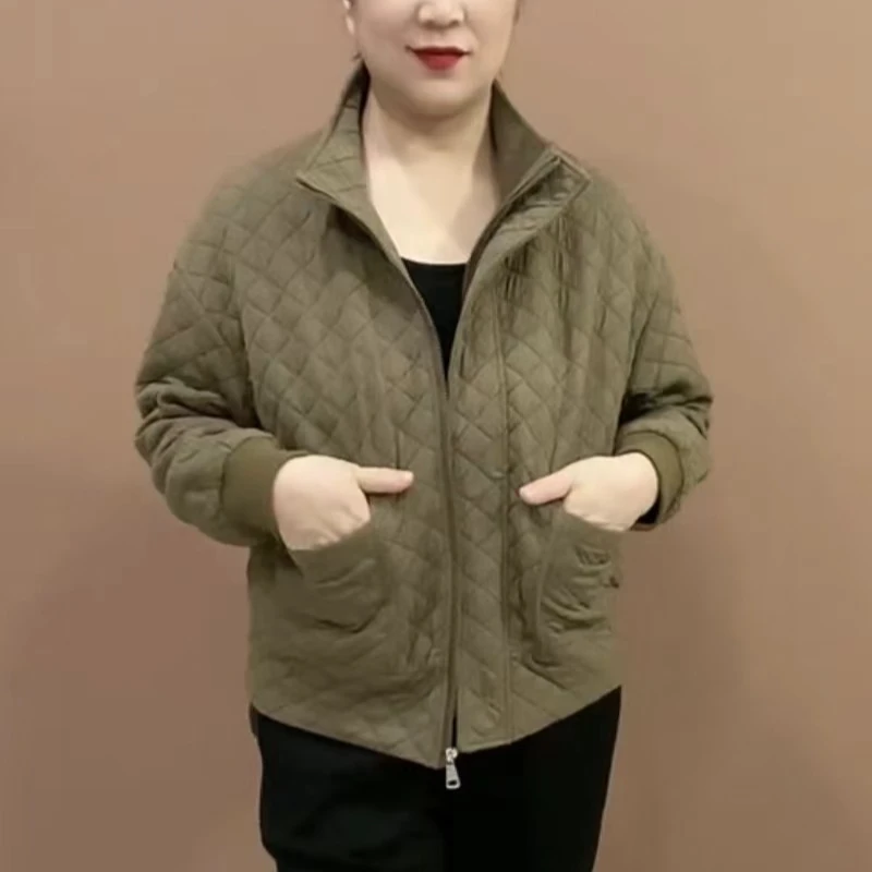 《专柜品质》2025春季时尚洋气休闲百搭修身经典杭棉立领妈妈外套5