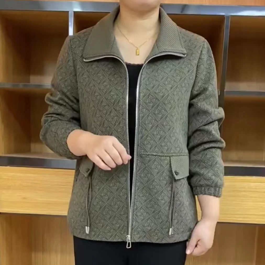《专柜品质》秋季新款洋气时尚休闲减龄宽松纯色夹克外套妈妈上衣