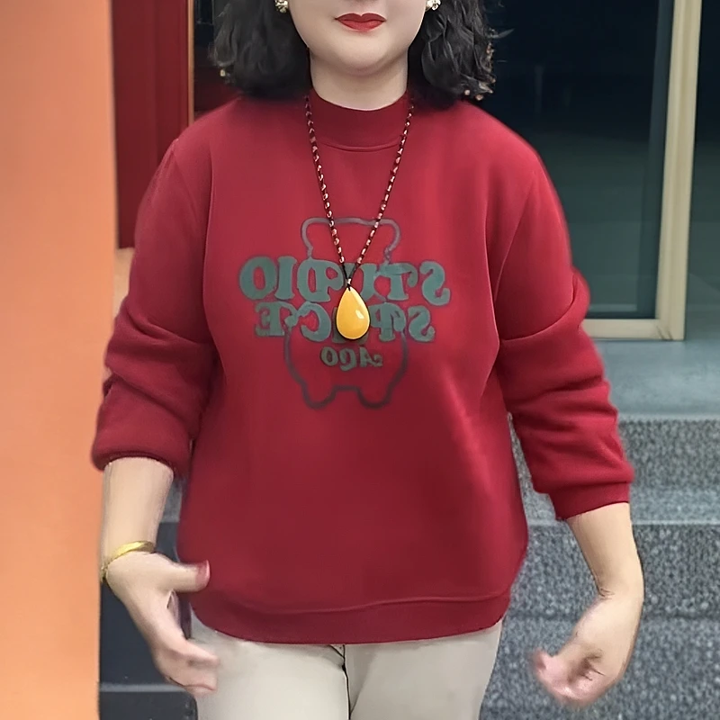 《专柜品质》红人上新冬季时尚百搭宽松休闲女士加绒圆领长袖卫衣9