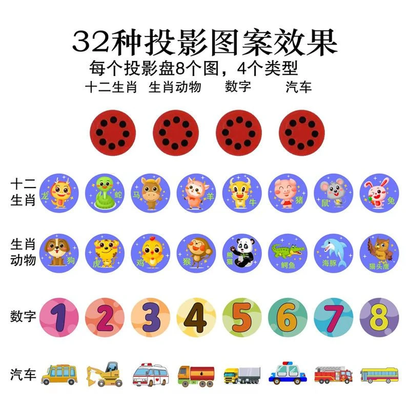 儿童手电筒投影手电卡片玩具幻灯片动物恐龙数字宝宝安抚玩具识图