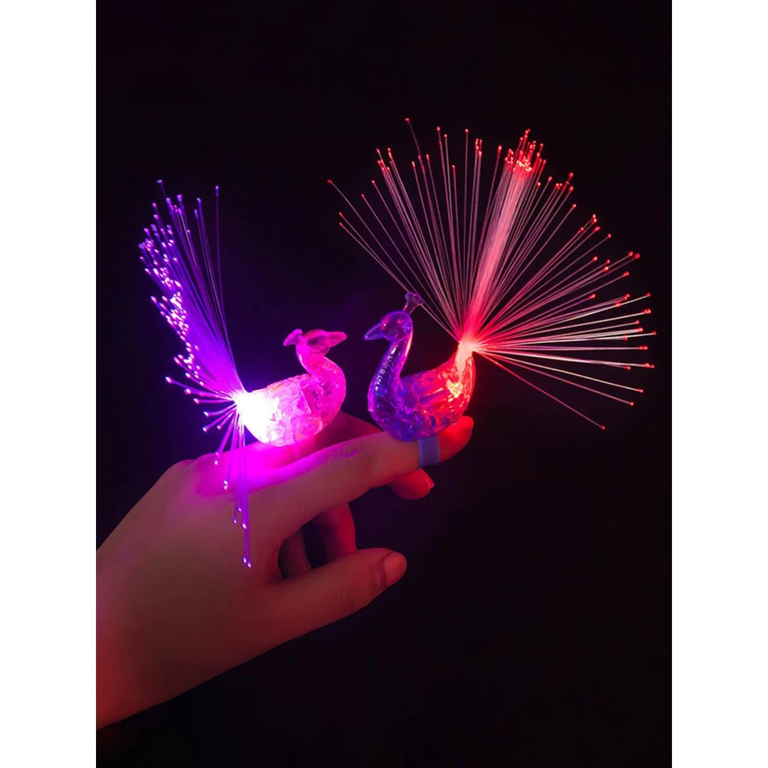 儿童发光玩具夜光孔雀闪灯戒指广场地摊夜市小玩具摆摊小商品热卖