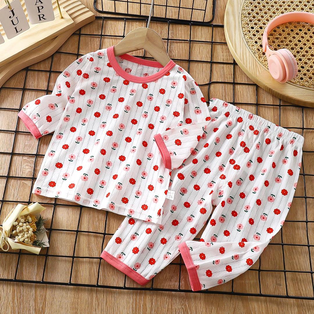 【夏季必拍】【现货】夏季儿童纯棉薄款空调服宝宝透气家居服睡衣女童