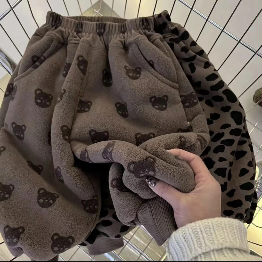 儿童装一体加绒加厚长裤子冬季男童宝宝秋冬装运动卫裤棉裤保暖女