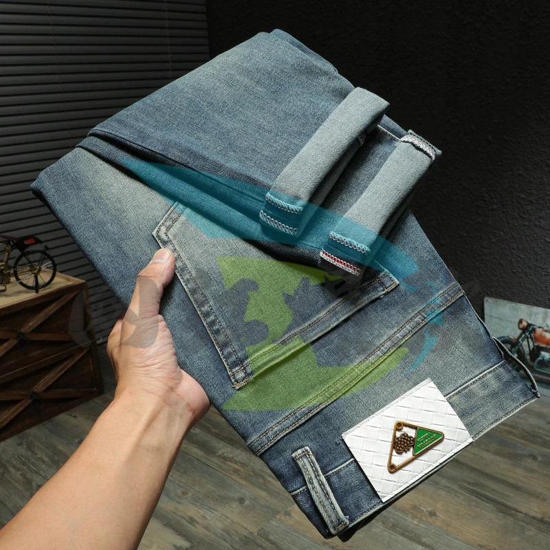 2024男士黄底修身显高显廋小脚裤男装青年帅气百搭休闲弹力牛仔裤