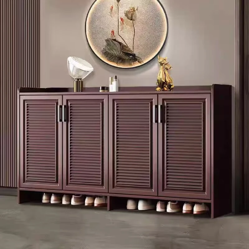 全铝合金鞋柜别墅阳台家用门口大容量储物柜咖啡色多功能收纳柜