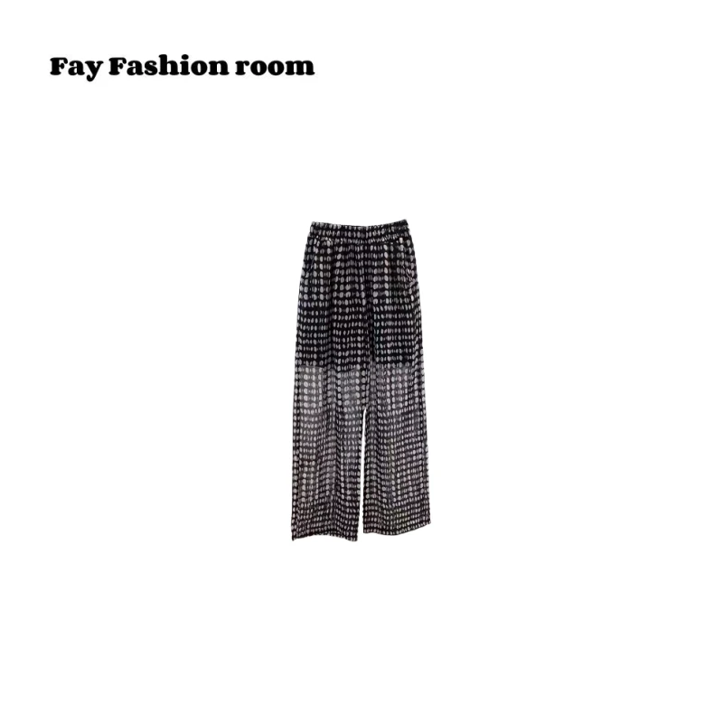 FAY  |黑白松弛 垂感高腰波点设计感抖抖裤日系进口轻薄