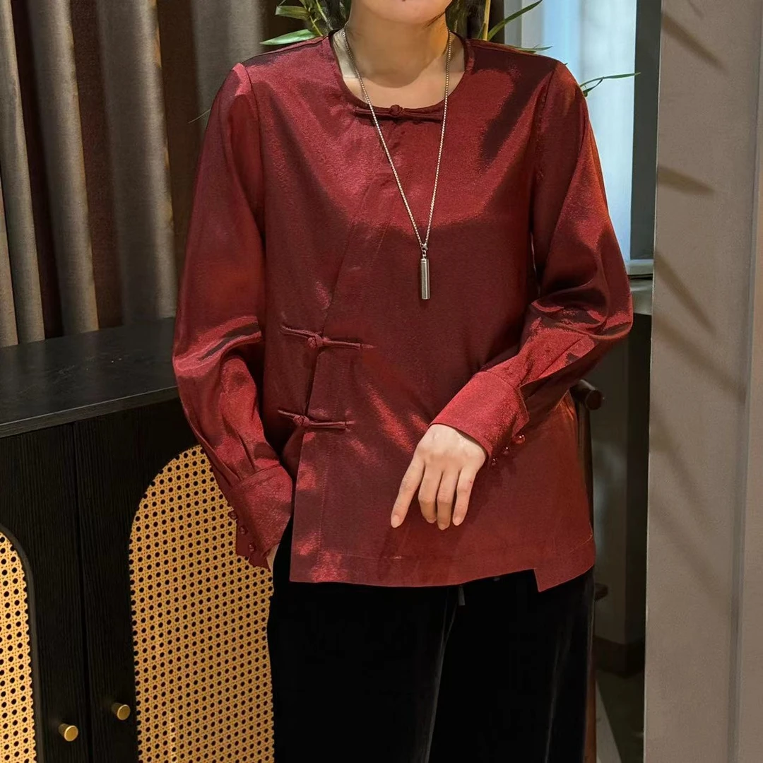 清荷国风《星光》100新中式重安可拉红系列上衣大衫中式长袖