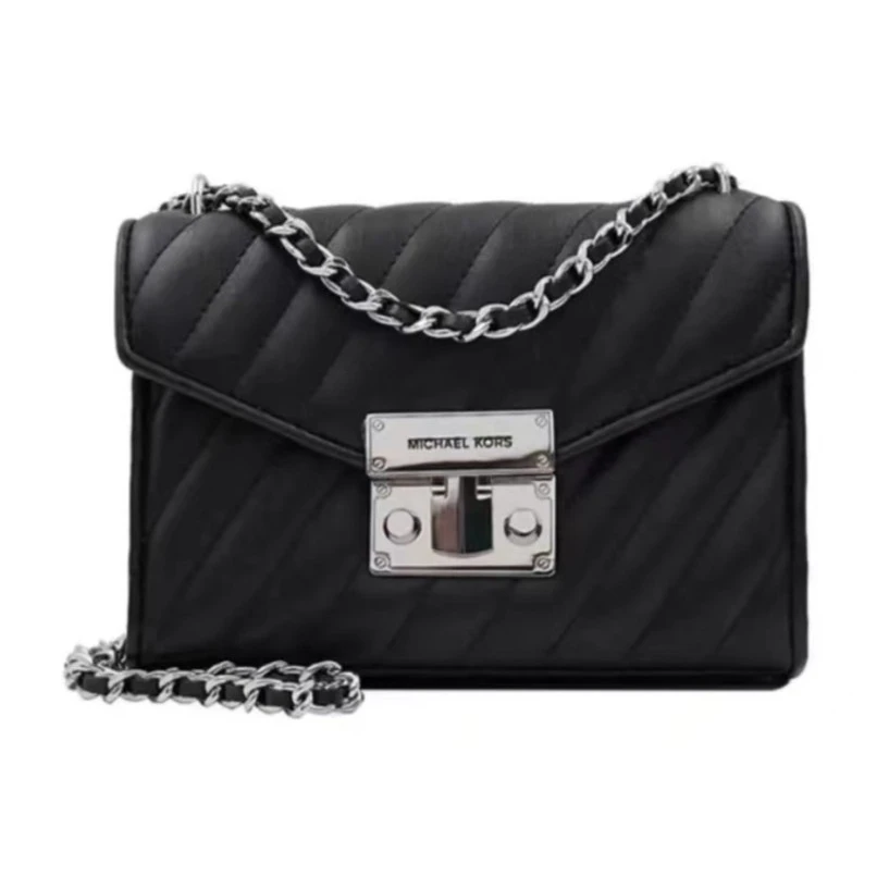 MICHAEL KORS 经典款黑银色斜挎链条包【清仓】53942（23x16.5x8cm）