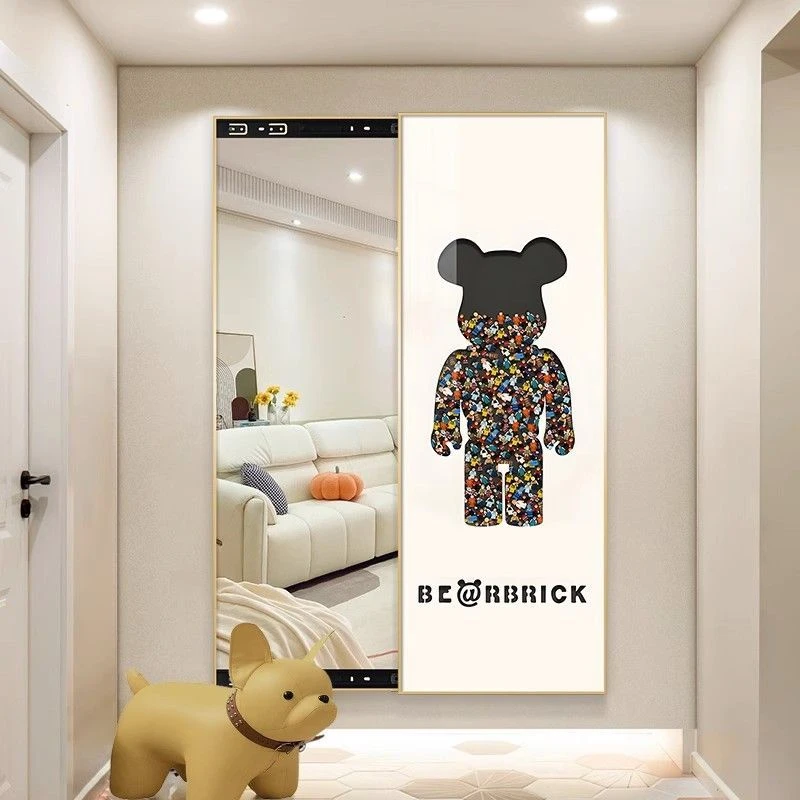 【小扬哥推荐】装饰画穿衣镜隐藏式推拉镜子暴力熊装饰画卧室全身