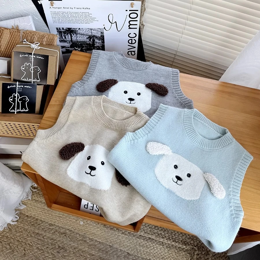 童装宝宝卡通针织背心外穿男童春装女儿童洋气马甲1-5岁2024新款