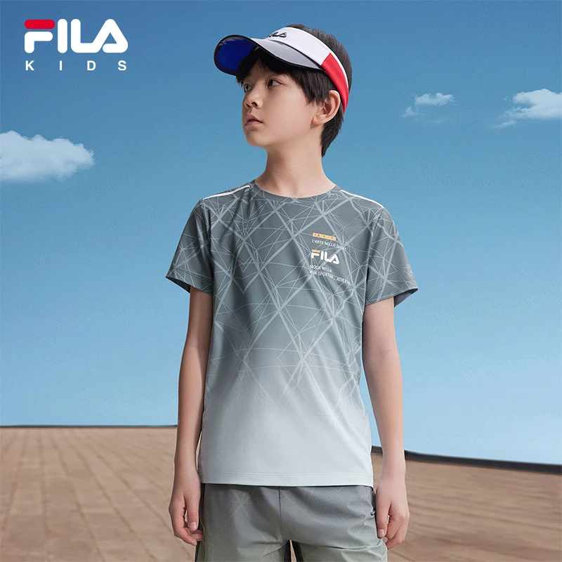 【斐乐儿童】2025年夏季中大童时尚运动透气速干短袖T恤K12B423140