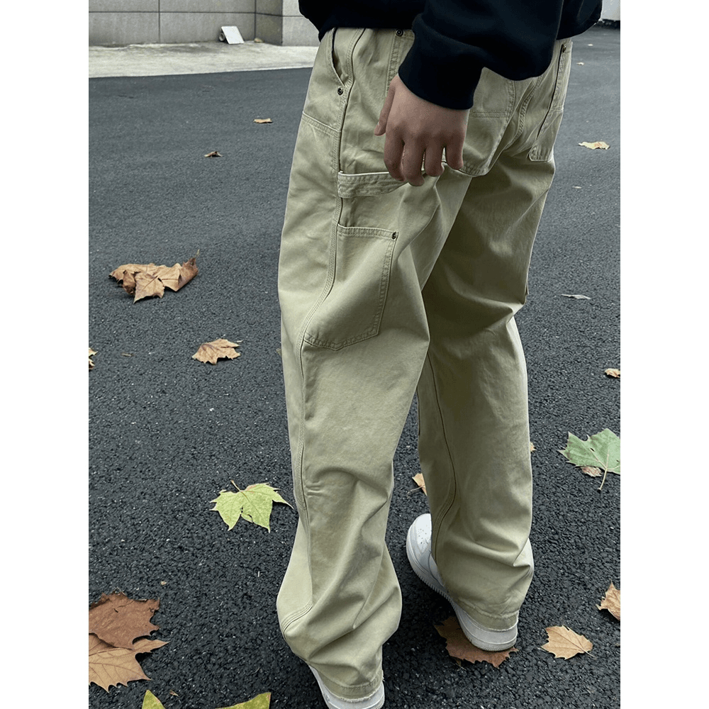 a/a 卡其色clenfit美式伐木裤子男款提档双膝复古工装裤潮牌款直筒裤