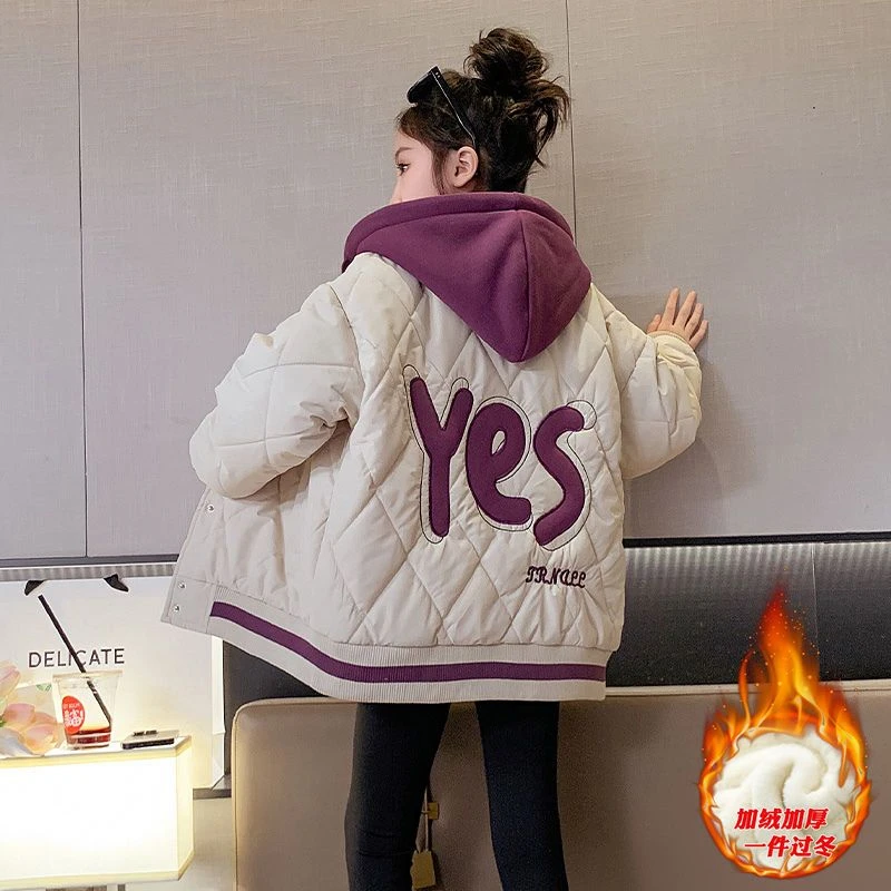 加绒棉服秋冬装2023新款儿童装洋气冬季大童百搭保暖爆款外套A41