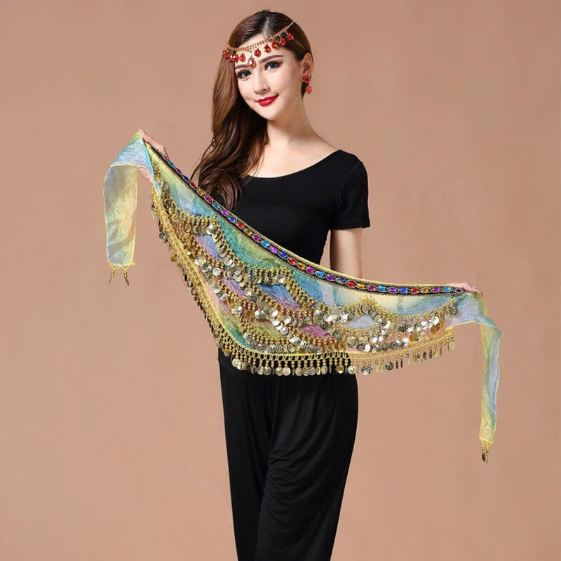 肚皮舞腰链臀巾新款印度舞表演腰巾演出腰带重响加长腰封