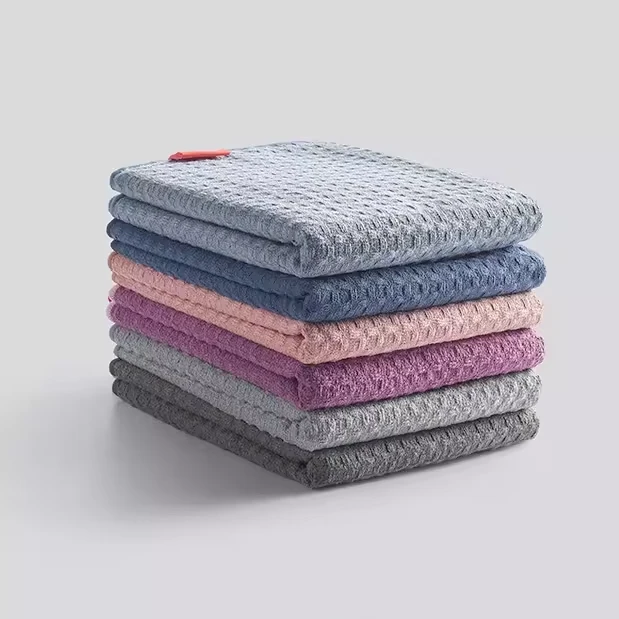 【超大毛巾】华夫格三用浴巾抗菌洗脸吸水速干薄款柔软洗澡带挂钩