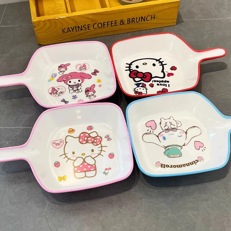 卡通餐具沙拉盘防摔水果碟子饭盘早餐家用带手柄儿童食品级餐盘