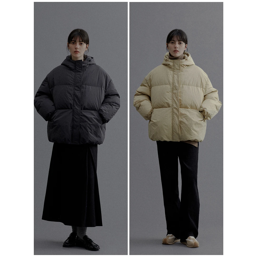 SONDERS 三星90安心白鸭绒 简约直筒型两色连帽短款防风羽绒外套