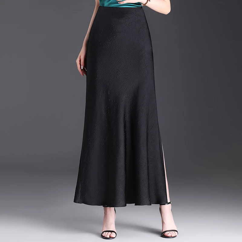 优雅开叉鱼尾长裙女春夏2024新款垂感显瘦包臀半身裙气质新中式裙