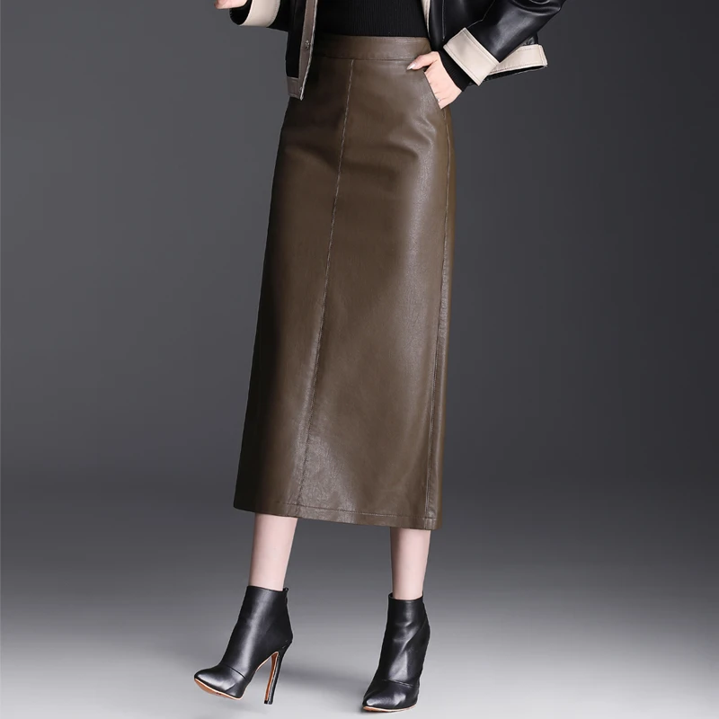 皮裙半身裙秋冬中长款一步裙2024新款高腰时尚包臀裙爆款长款大码