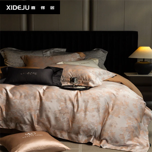 【XDJ·罗拉】高奢埃及长绒棉色织提花床单四件套高档别墅床上用品