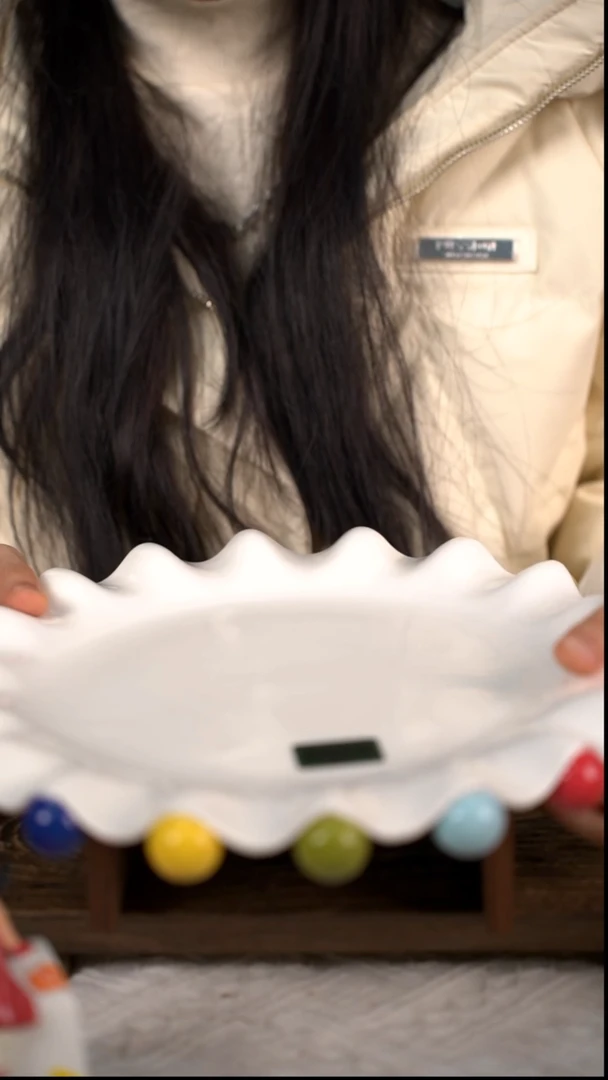 【闪购商品】陶瓷盘彩虹珠珠盘微瑕049