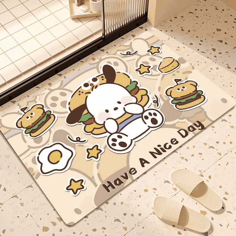 帕恰狗浴室软硅藻泥吸水防滑脚垫日韩风心形混纺布艺地垫