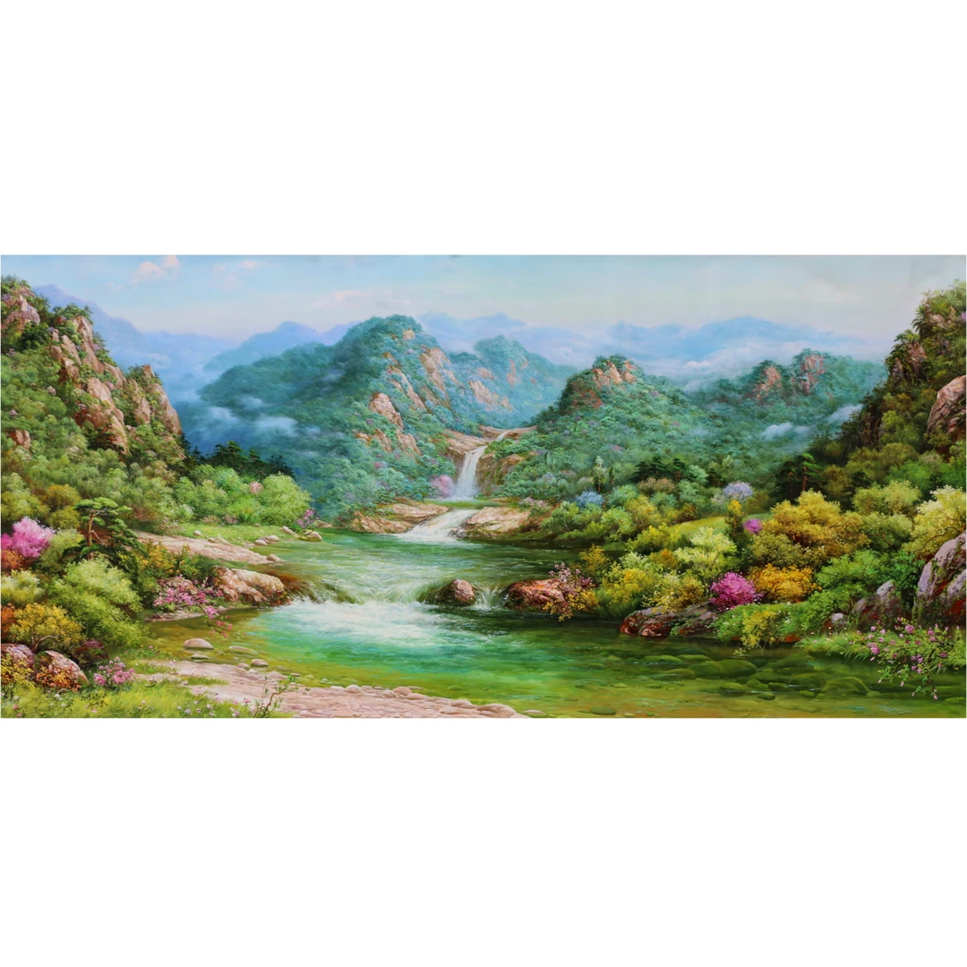 写实油画收藏油画人民艺术家罗日峰《妙香山溪谷》