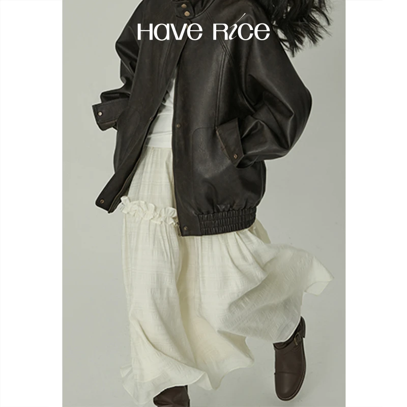 【 蛋糕长裙】HAVERICE浪漫温柔法式百搭松紧蛋糕梨型伞裙半身裙