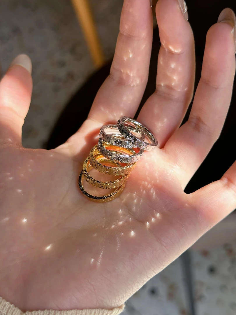 铜合金戒指 指环超闪ins网红百搭碎冰冰戒指小众轻奢气质设计感