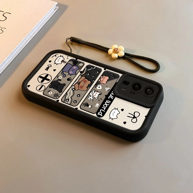 镜面动物小米红米k60e手机壳可爱带挂链redmik50pro全包防摔k40