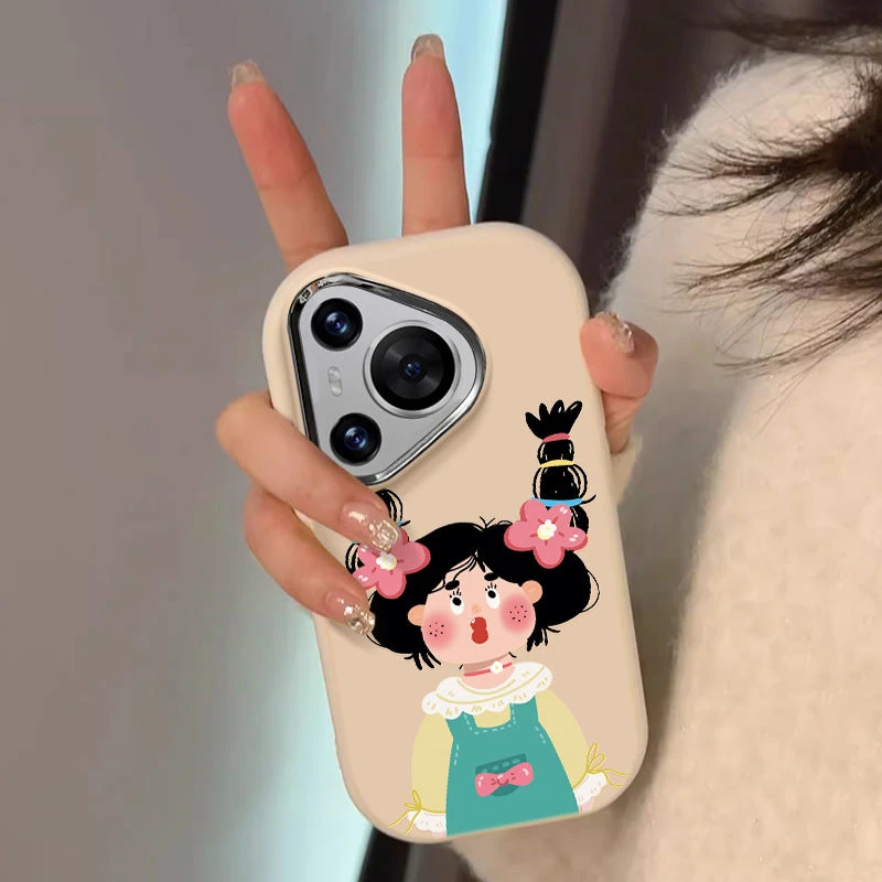 油画辫子女孩华为pura70手机壳艺术感小众HUAWEIp60pro女款超火